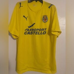Villareal XL 2008/2009 Puma Yellow Soccer Jersey with Blue Accents